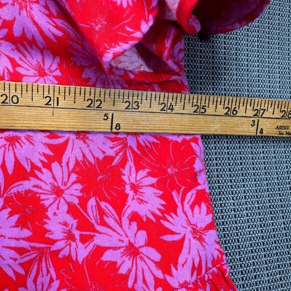 Terra & Sky Womens 1X (16W-18W) Red Floral Print Top Short Sleeve Swing Tiered - Picture 7 of 8
